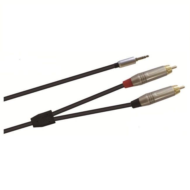 3.5mm 男性から二重RCA 男性 Yオーディオケーブル 黒 色々なケーブル長さ