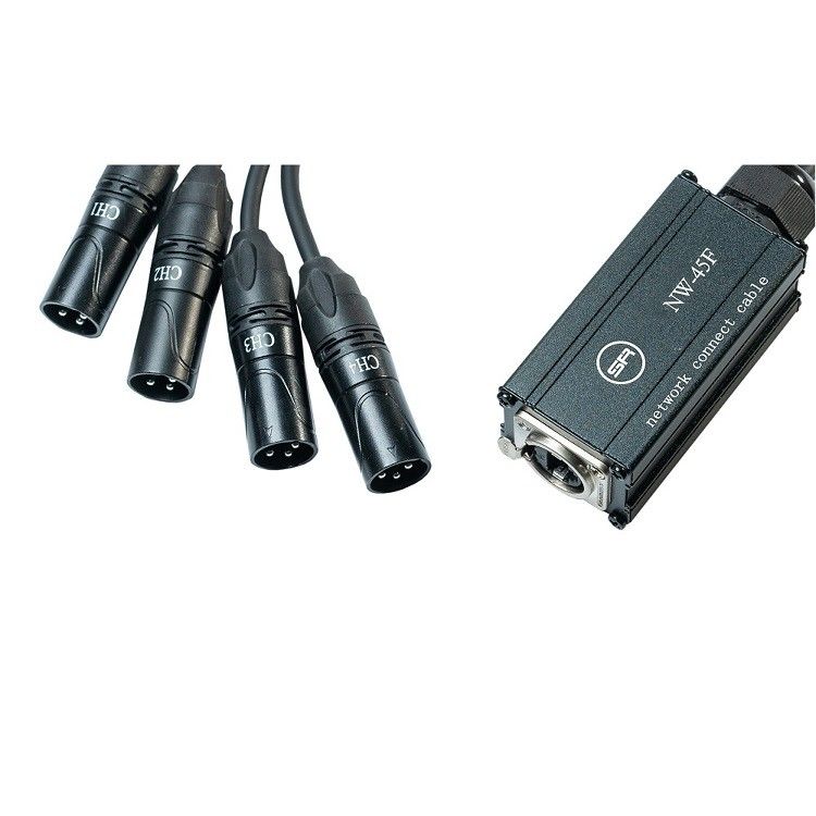 XLRネットワークスプリッターケーブル 4チャンネル 3ピンマルチスネーク受信機 Rj45シングルエーテルコンケーブル