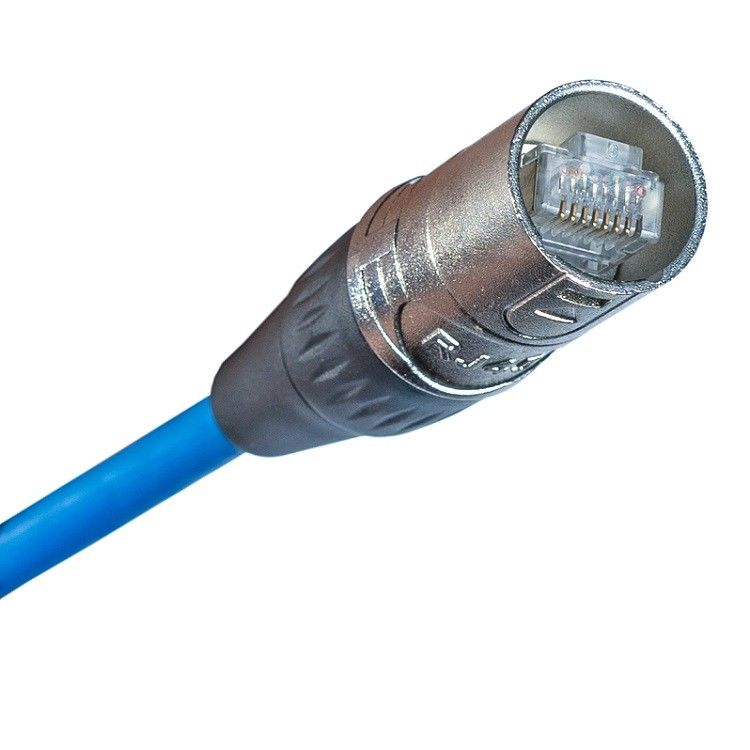 CATデータイーサネットケーブル EtherCON接続器付きRJ45パッチケーブル シールドブルー色