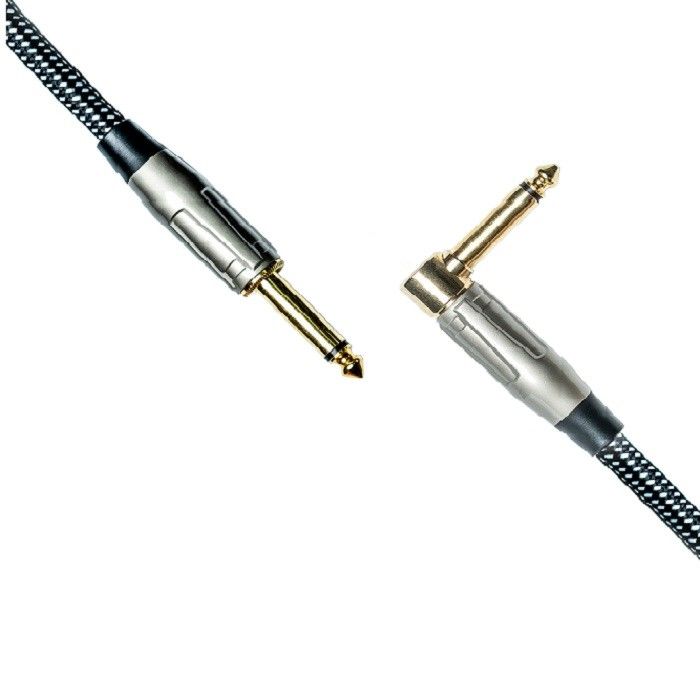 100%OEMギターケーブル 楽器パッチケーブル トゥイード布 直角アンプケーブル