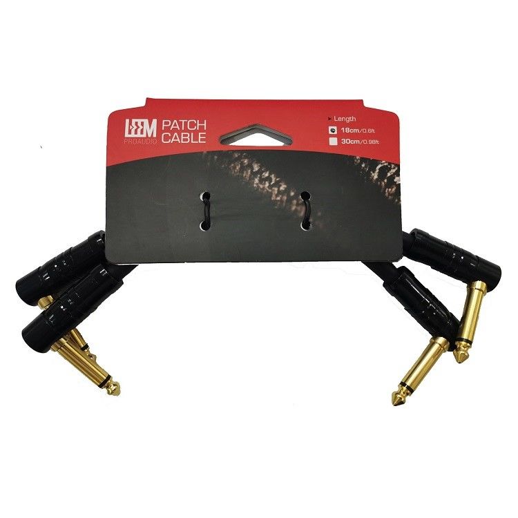 0.6フィートパッチケーブルコード 2 PC パック 6.35mm 角度プラグ 楽器ケーブル ペダルボードのための