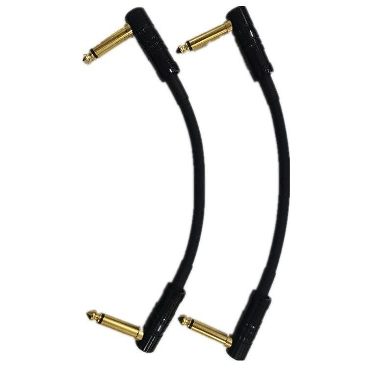 小型ギターパッチケーブル 2個セット パック 6.35mm 角プラグ ギターペダル 楽器ケーブル