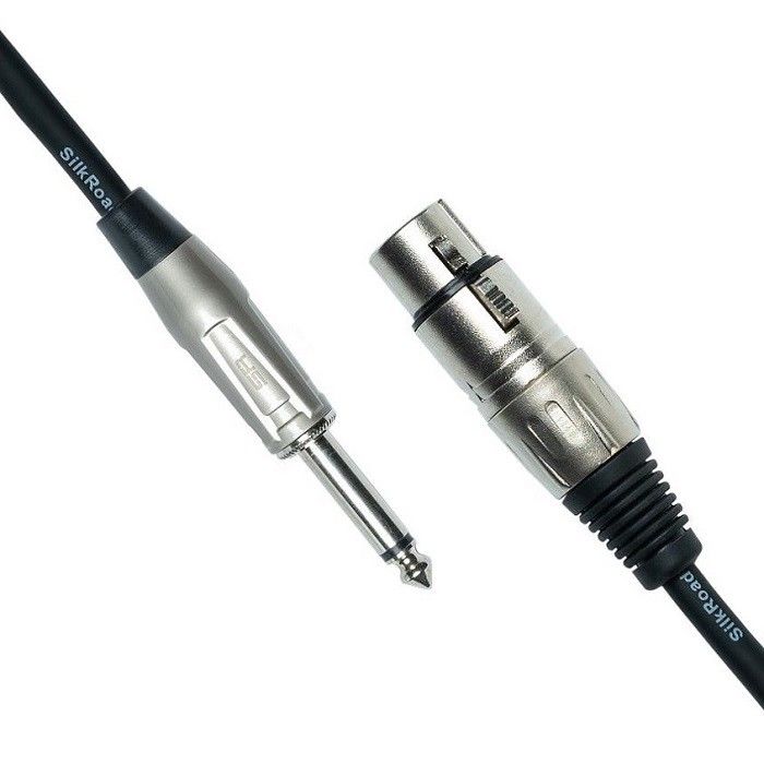 XLR 女性から 1/4 インチ 6.35mm TS マイクケーブル マイクコード 黒 XLRケーブル 10 フィート